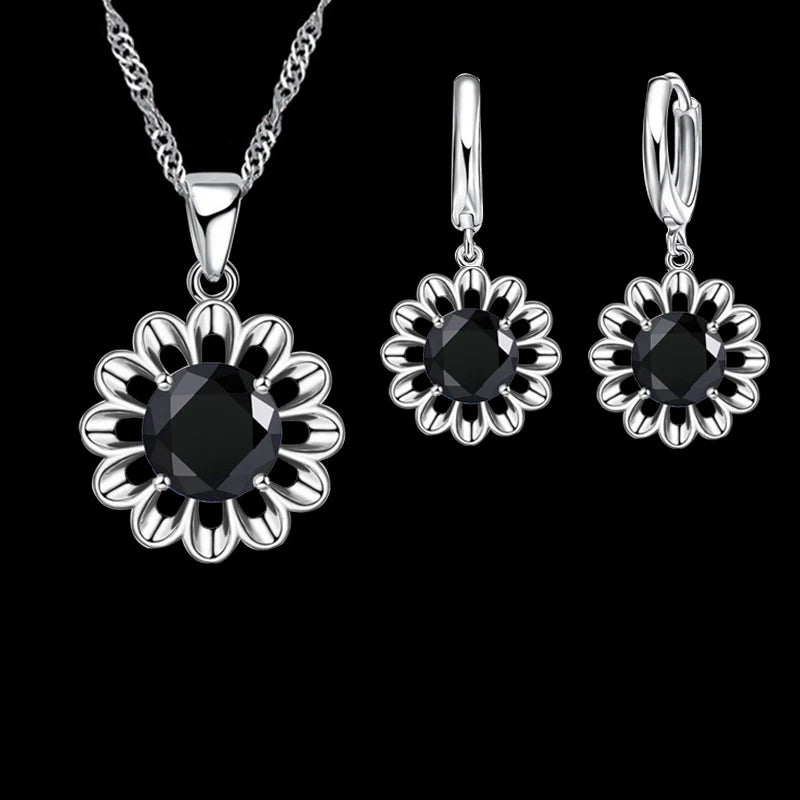 Conjunto Flowers Cristal Prata 925