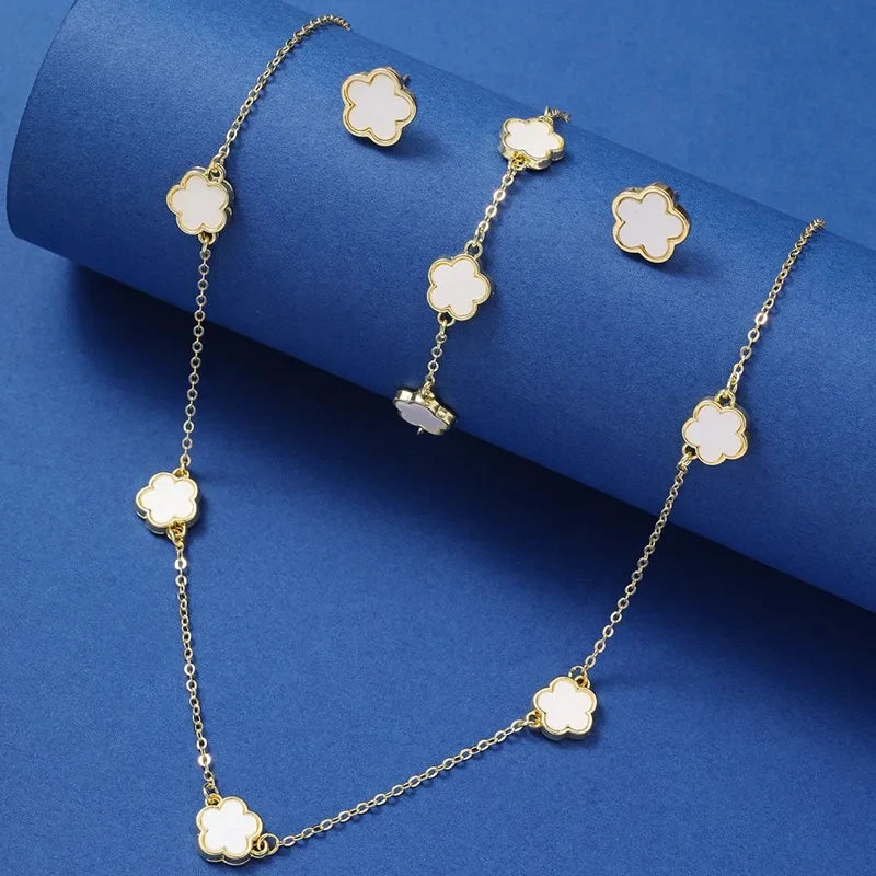 Trio da Sorte Conjunto de Joias com Colar, Brinco e Pulseira