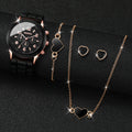 Relógio Fashion Corações 4 Peças com Pulseira de Silicone e Joias