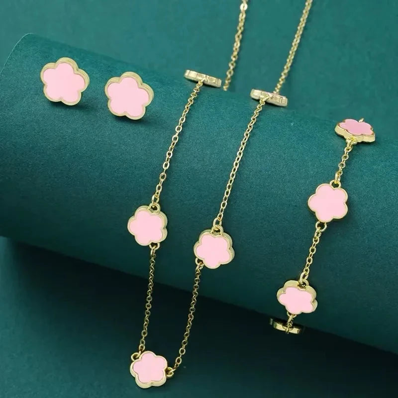 Trio da Sorte Conjunto de Joias com Colar, Brinco e Pulseira
